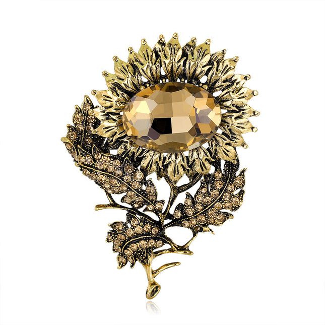 Fashion Alloy Rhinestone Sunflower Brooch