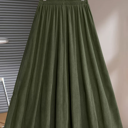 Plus Size, Women's Plus Size Winter Maxi Skirt - Elegant Wide Swing Skirt with Ruffle Hem