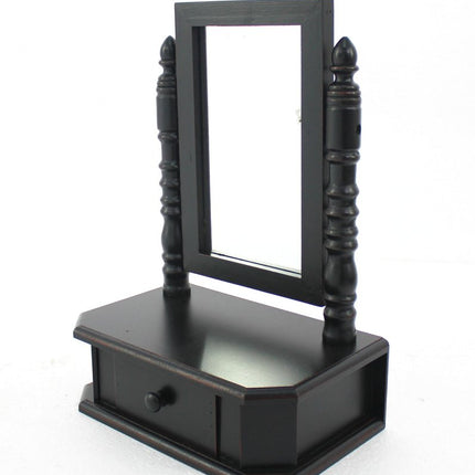 20" Black Wood Framed Freestanding Makeup Shaving Tabletop Mirror