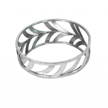 14" Silver Round Metal Geometric Vanity Tray