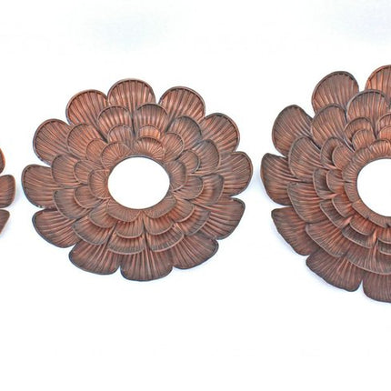 Set of Three Copper Novelty Metal Framed Accent Mirror