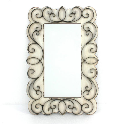 33" White Wood Framed Accent Mirror
