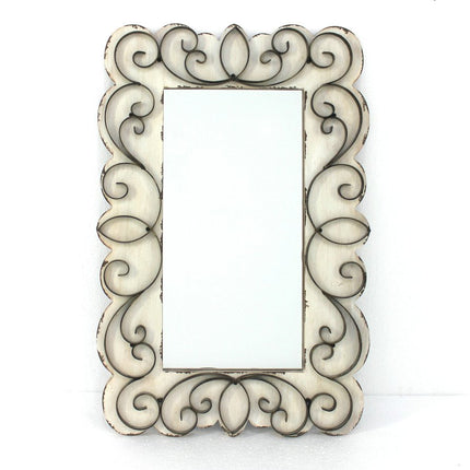 33" White Wood Framed Accent Mirror