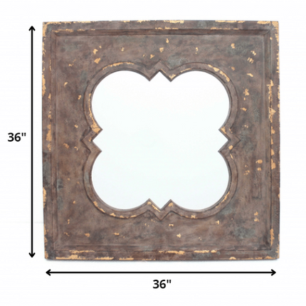 36" Bronze Square Wood Framed Accent Mirror