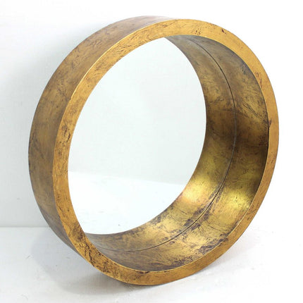 36" Gold Round Solid Wood Framed Accent Mirror