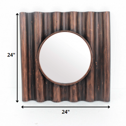 24" Bronze Square Metal Framed Accent Mirror