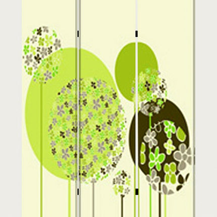 72" Green Canvas Folding Three Panel Screen Room Divider