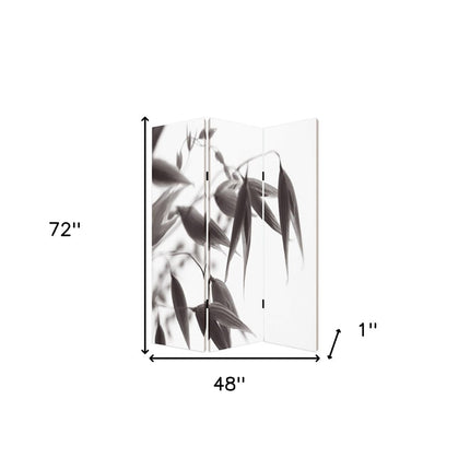 72" Gray Canvas Folding Three Panel Screen Room Divider