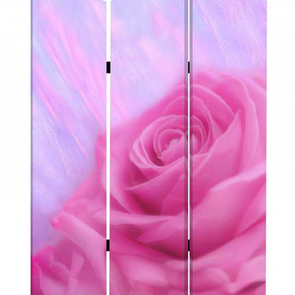 72" Pink Canvas Folding Three Panel Screen Room Divider