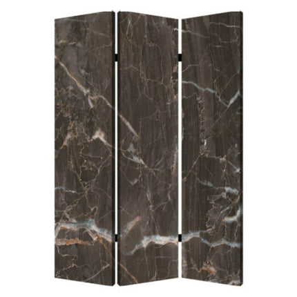 72" Gray Canvas Folding Three Panel Screen Room Divider