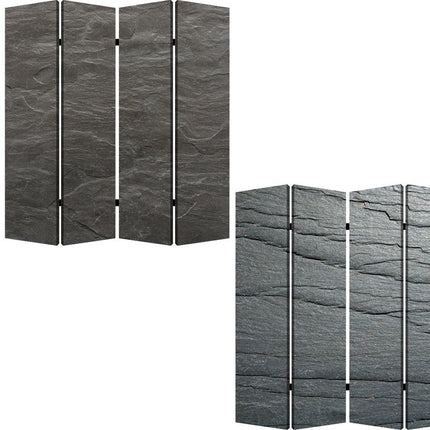 84" Gray Canvas Folding Four Panel Screen Room Divider