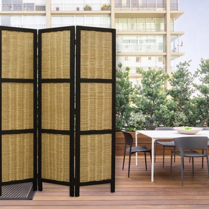 67" Brown Folding Three Panel Screen Room Divider