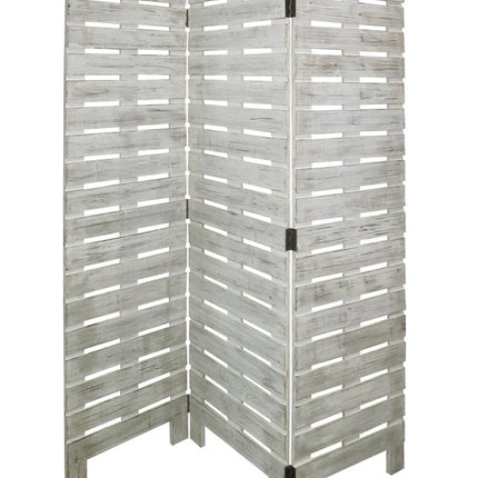 72" White Wood Folding Three Panel Screen Room Divider