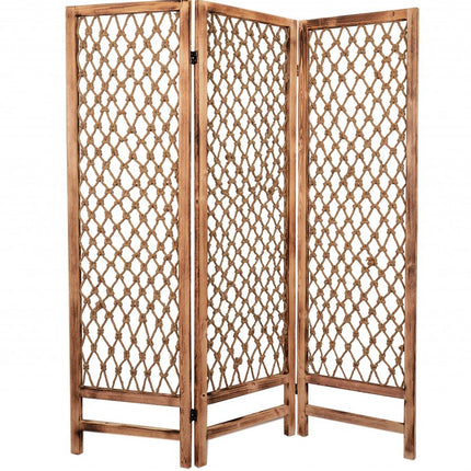 69" Natural Folding Three Panel Screen Room Divider