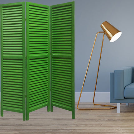 67" Blue Wood Folding Three Panel Screen Room Divider