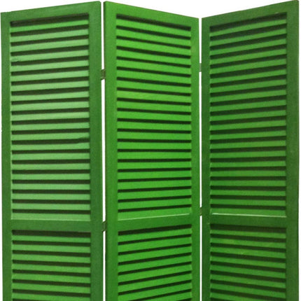 67" Blue Wood Folding Three Panel Screen Room Divider