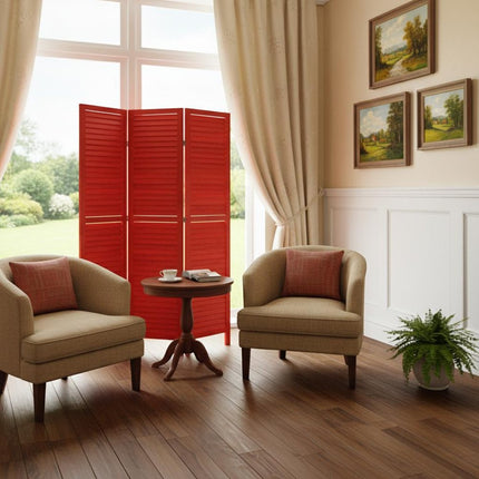 67" Blue Wood Folding Three Panel Screen Room Divider