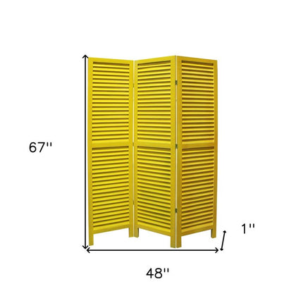 67" Blue Wood Folding Three Panel Screen Room Divider