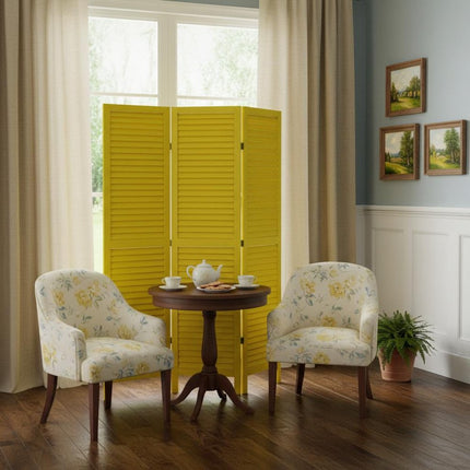 67" Blue Wood Folding Three Panel Screen Room Divider