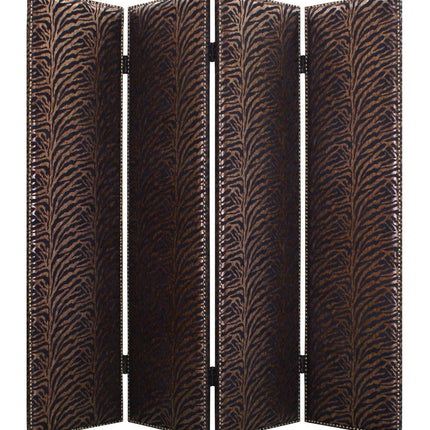 84" Bronze Fabric Folding Four Panel Screen Room Divider