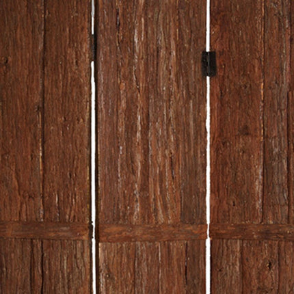72" Brown Wood Folding Three Panel Screen Room Divider