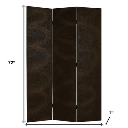 72" Black Canvas Folding Three Panel Screen Room Divider