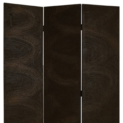 72" Black Canvas Folding Three Panel Screen Room Divider