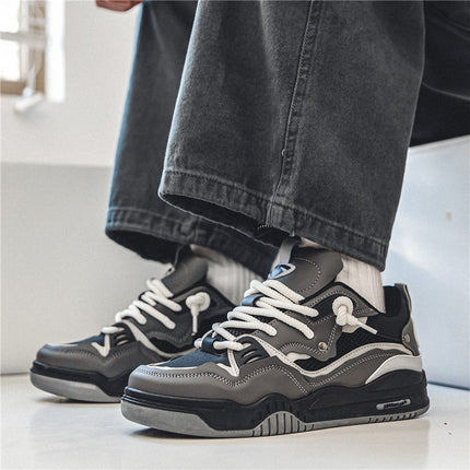 Men'S Fashionable and Versatile Casual Flat Sports Shoes Microfiber Upper, PVC Sole, Lace Closure,