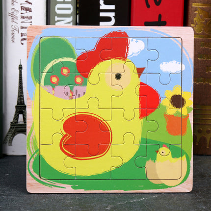Large Wooden 9-piece Flat Puzzle Toy For Children