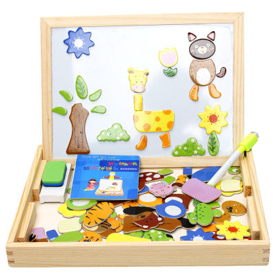 Wooden children's magnetic puzzle imposition