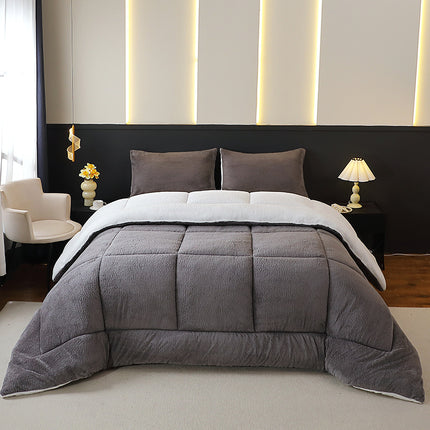 1pc Ultra-Soft Reverse Winter Quilt - Thickened Plush Milk Fleece All-Season Comforter