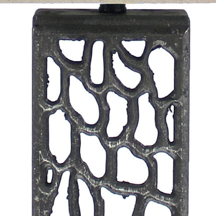 29" Distressed Black Metal Bedside Lamp With Beige Shade