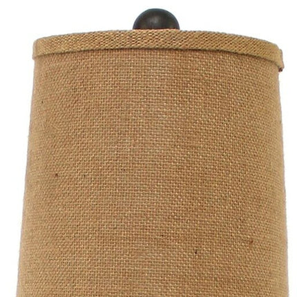 29" Bronze Bedside Lamp With Brown Shade