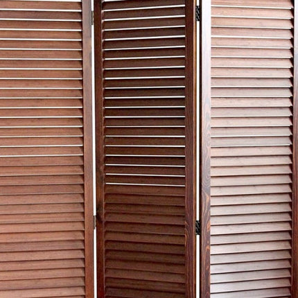 67" Brown Wood Folding Three Panel Screen Room Divider