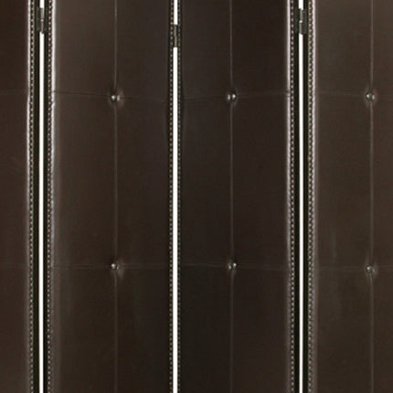 84" Brown Faux Leather Folding Four Panel Screen Room Divider