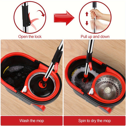 Spin Mop and Bucket with Wringer Set on Wheels, 360°