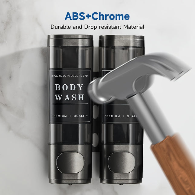 2pcs Wall Mounted Soap Dispenser,Manual Press for Shower and Bathroom