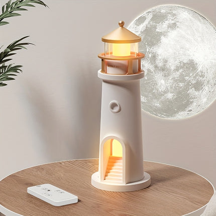 1pc LED Night Light Lighthouse with Remote Control Rechargeable Battery-Powered Tabletop Lamp