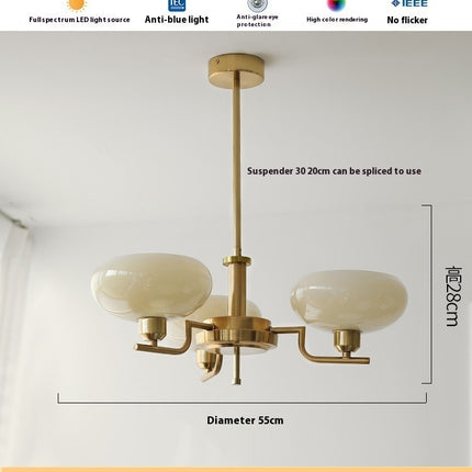 Living Room Chandelier Retro Cream Bedroom Dining Room Lamps