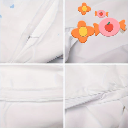 A Complete Set of White Bedding, Striped Double Bedding, Soft And Comfortable Down Comforter Cover