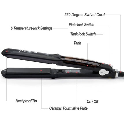 Steam Function Flat Iron Tourmaline Ceramic Vapor Professional Hair Straightener with Argan Oil Infusion Straightening Irons