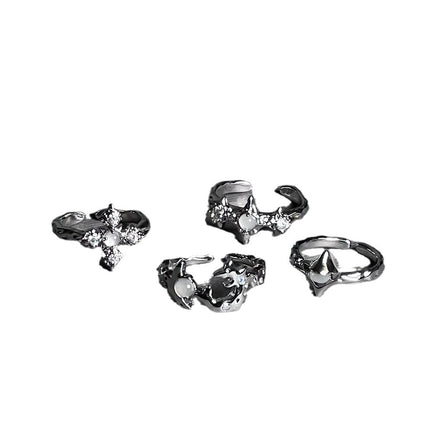 Irregular Moonstone Cross Open Ring