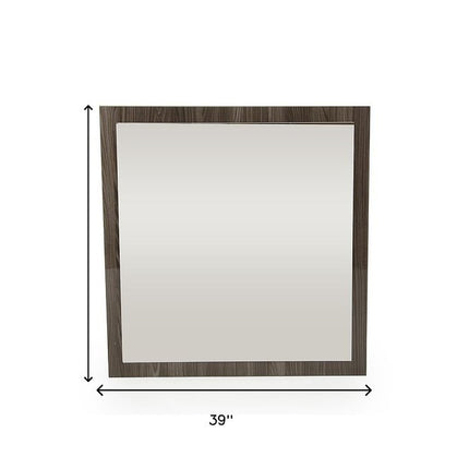 41" Gray Square Wood Framed Accent Mirror
