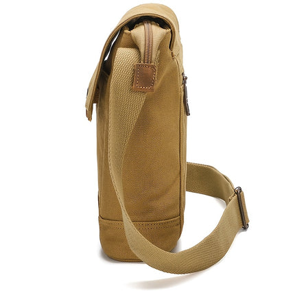Casual Canvas Messenger Bag, Korean Style Vertical Flat Crossbody Shoulder Bag with Adjustable