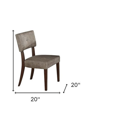 Set of Two Tufted Gray And Brown Upholstered Fabric Open Back Dining Side Chairs