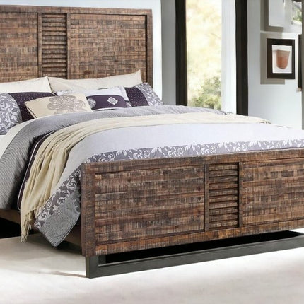 Solid Wood Queen Brown and Black Bed