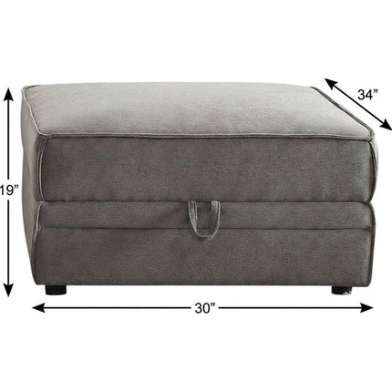 30" Gray Velvet Storage Ottoman