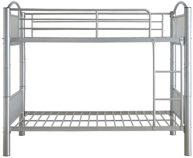 78" X 44" X 67" Twin Over Twin Silver Metal Bunk Bed