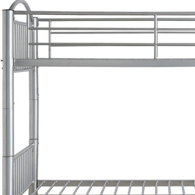 78" X 44" X 67" Twin Over Twin Silver Metal Bunk Bed