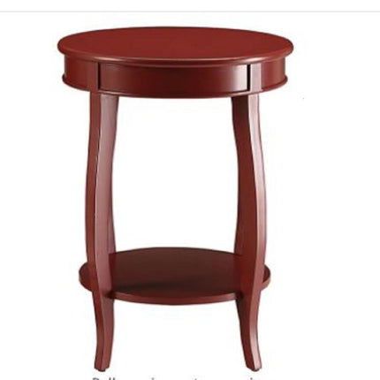 24" White Solid Wood Round End Table With Shelf